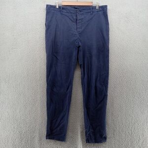 YMC London Pants Mens 34x32 Navy Blue Chinos Button‎ Fly Classicore 100% Cotton